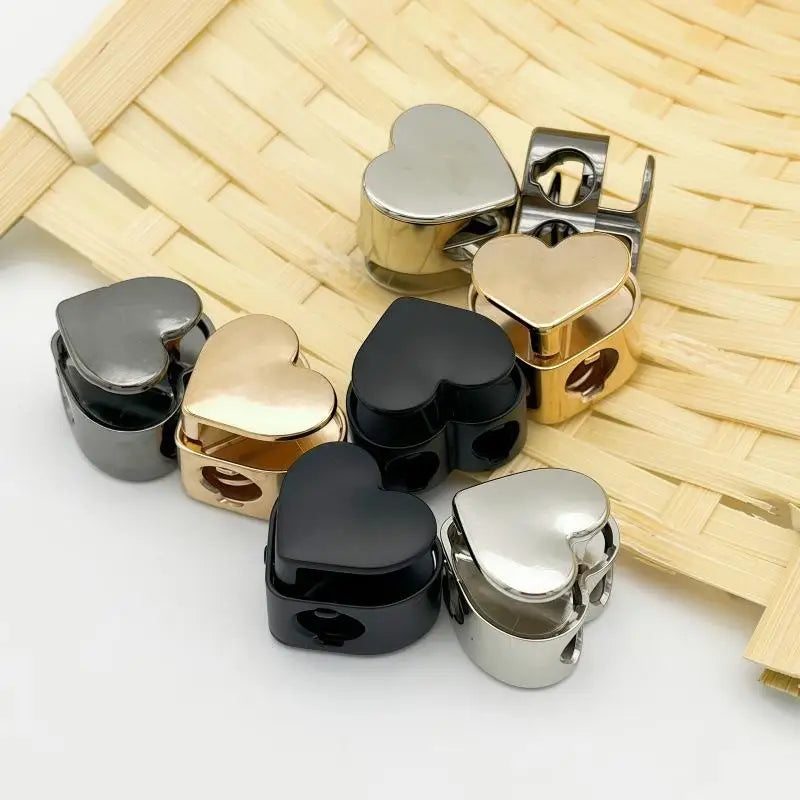 Heart Shape Zinc Alloy Spring Cord Lock Buckles – 5 Pack