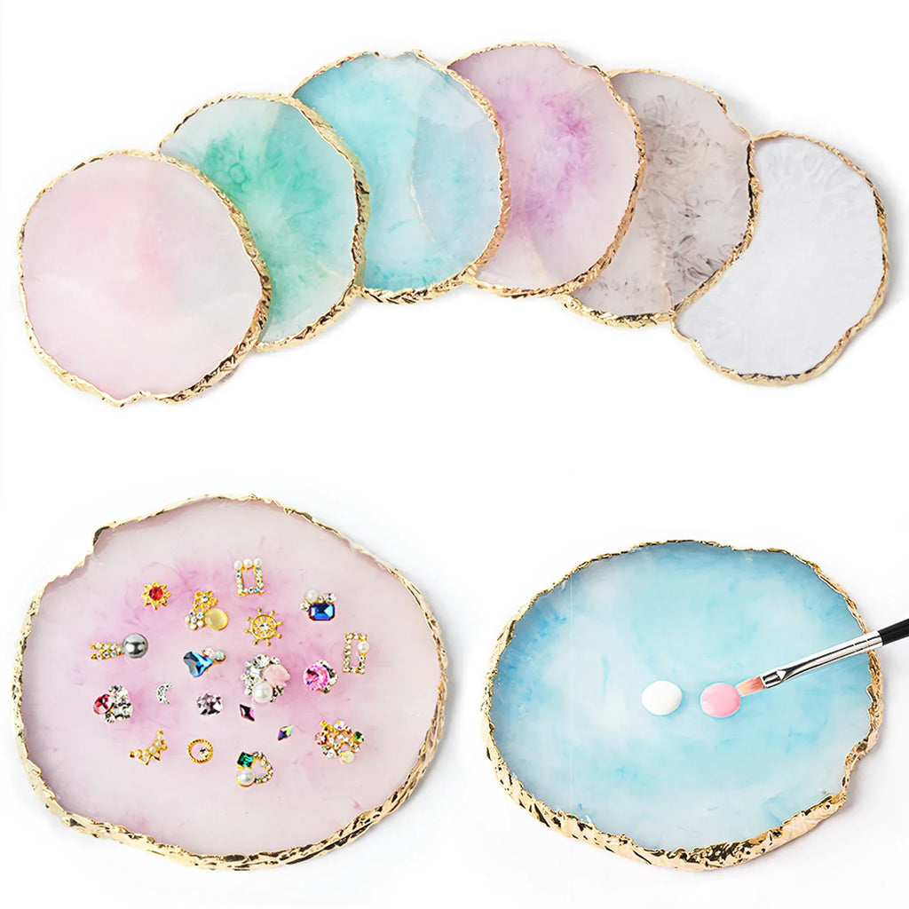 Round Resin Agate Nail Art Palette & Gel Polish Display Shelf