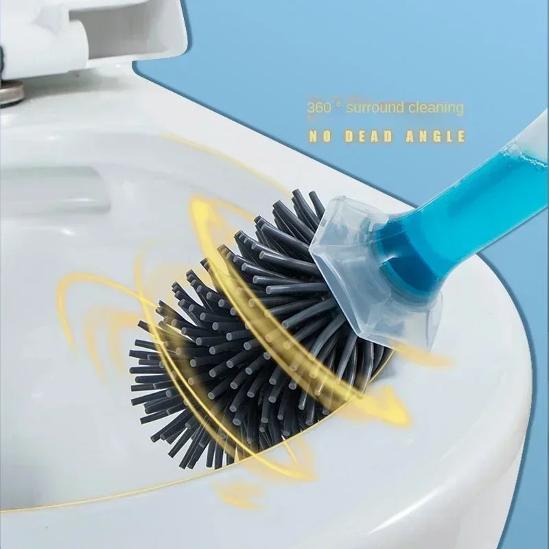 Refillable Silicone Toilet Brush Set – Wall-Mounted with Holder