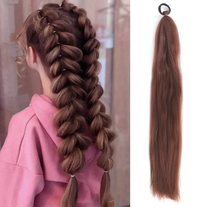 26" Synthetic Ponytail Extension Ombre Pink Purple Blue | Kanekalon