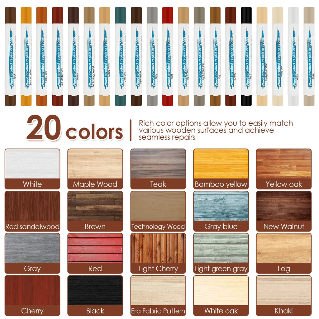 Wood Furniture Repair Pen & Filler Sticks – 18-Color Kit