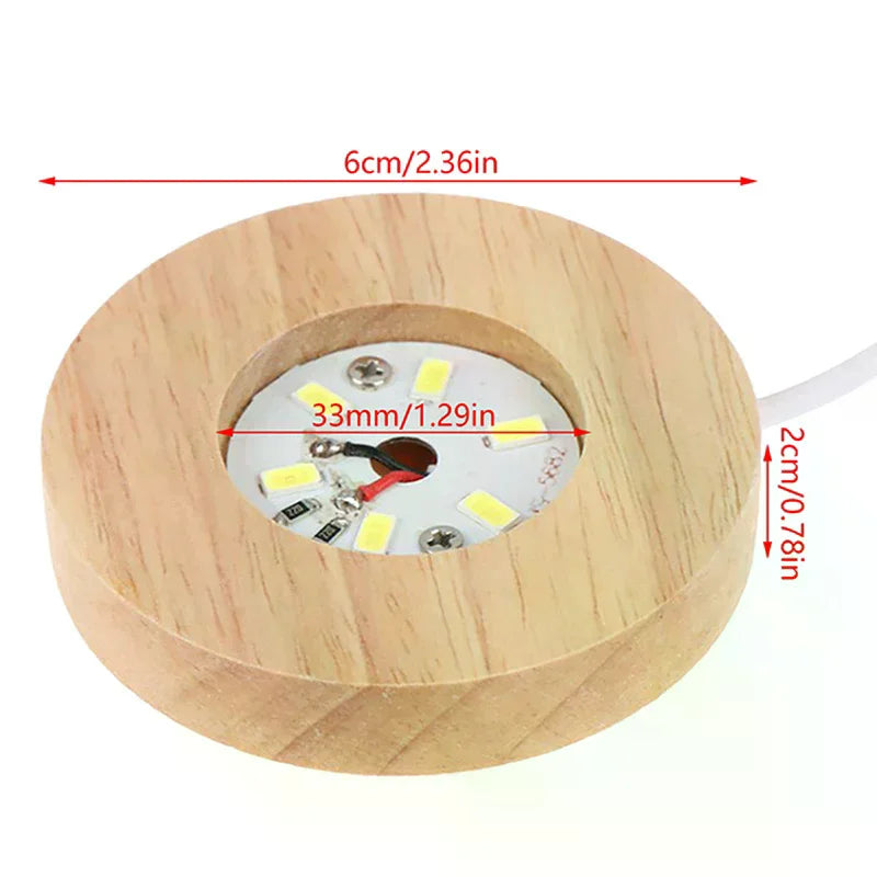 Wooden LED Light Display Base for Crystal Ball & Night Lamp