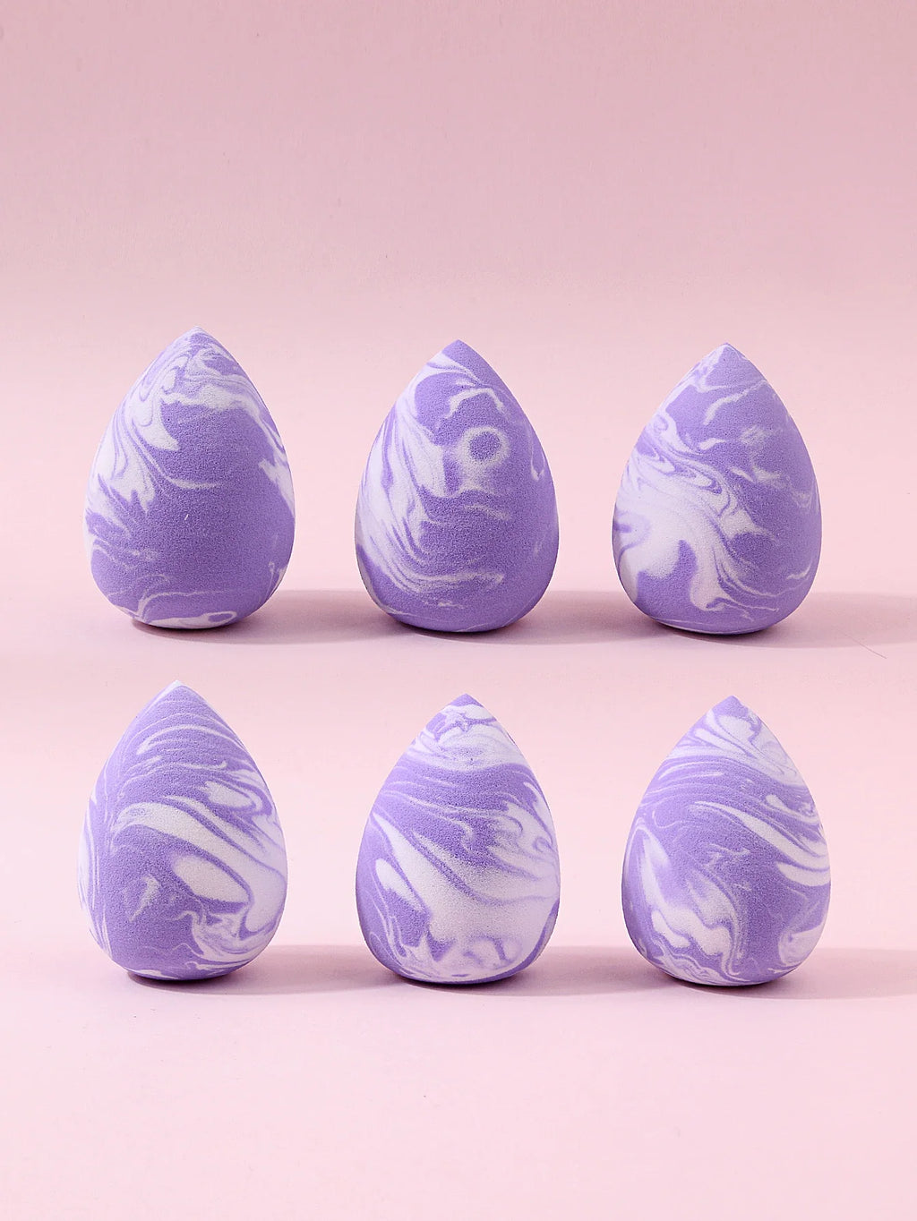6-Piece Purple Marble Makeup Sponge Set – Latex-Free Blender