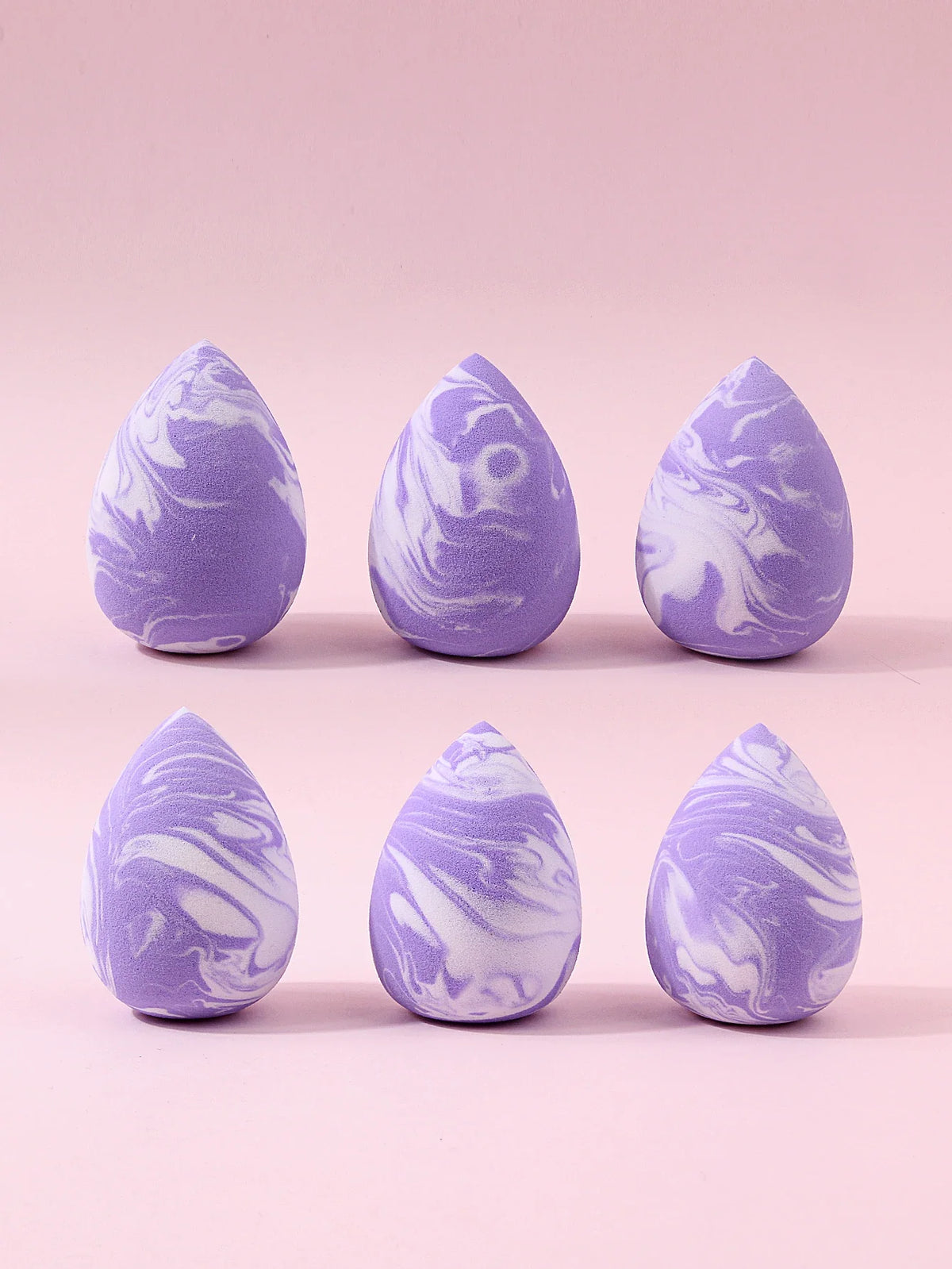 6-Piece Purple Marble Makeup Sponge Set – Latex-Free Blender