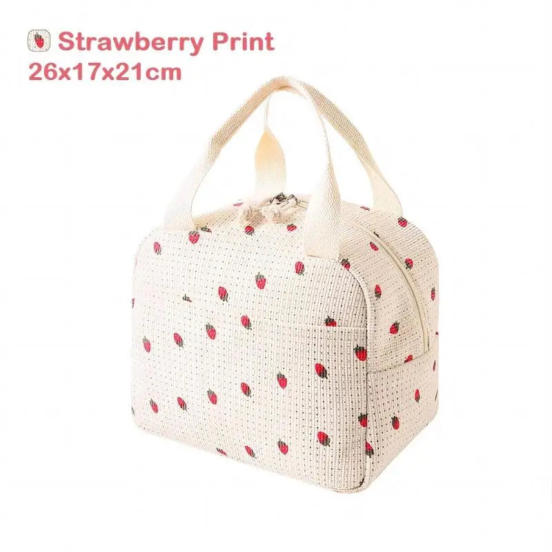 Vintage Corduroy Insulated Lunch Bag – Floral & Plaid