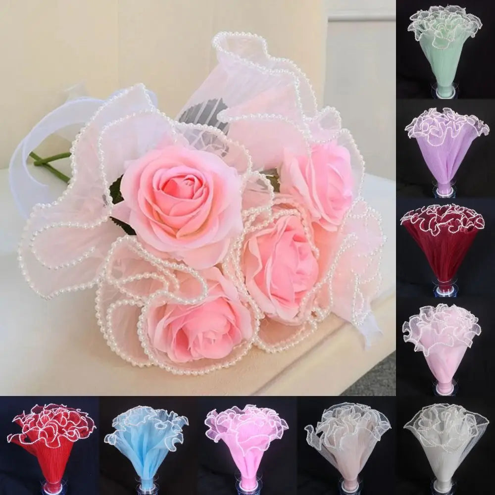 Pearl Wave Mesh Flower Bouquet Wrapping Yarn 28cm x 4 Yards