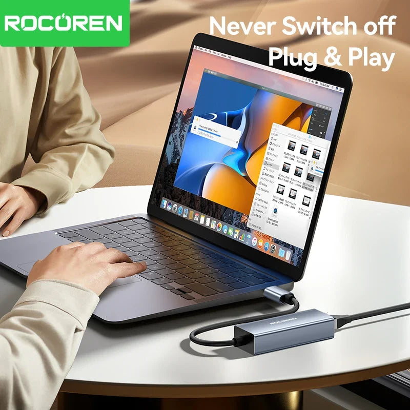 Rocoren USB-C to RJ45 Gigabit Ethernet Adapter 1000Mbps