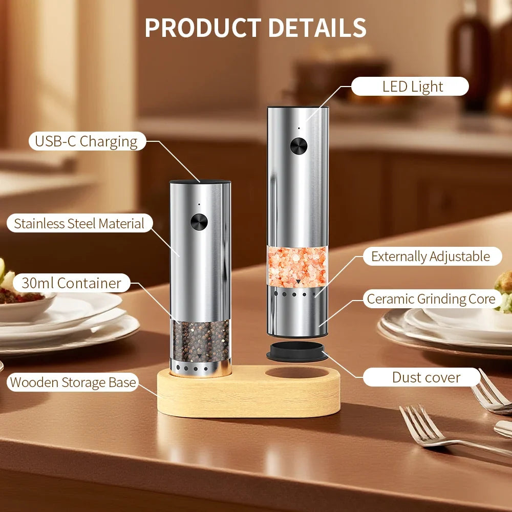 CLITON USB Rechargeable Electric Pepper & Salt Grinder Mill