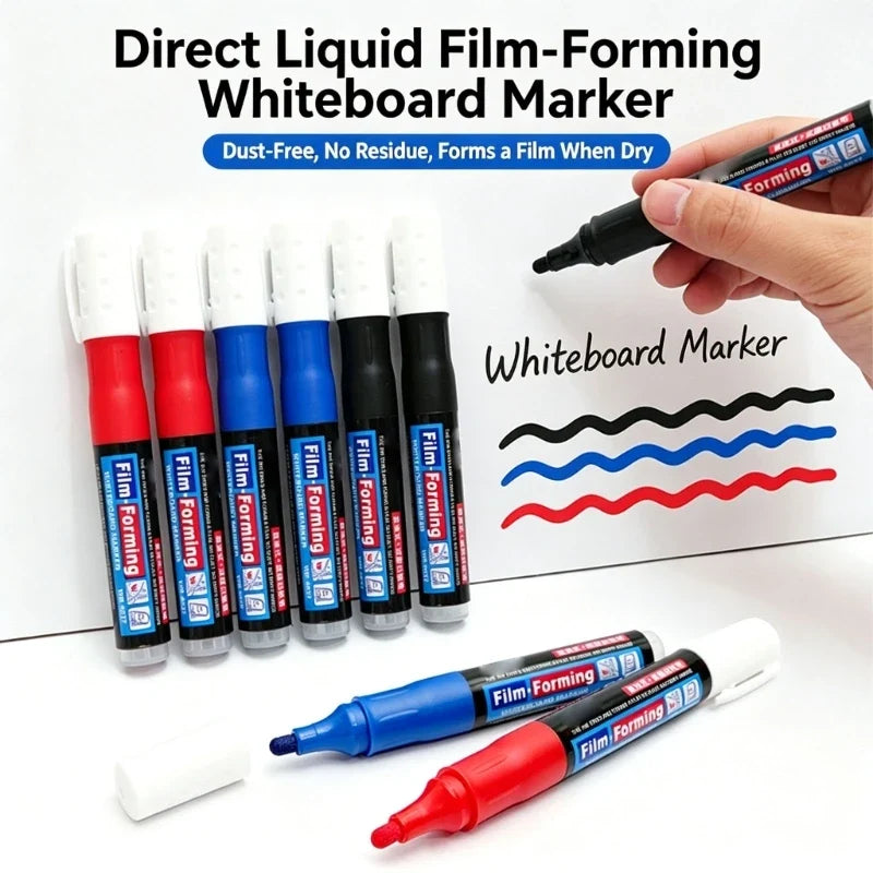 Film Forming Whiteboard Marker Set | 10 Pack Peelable
