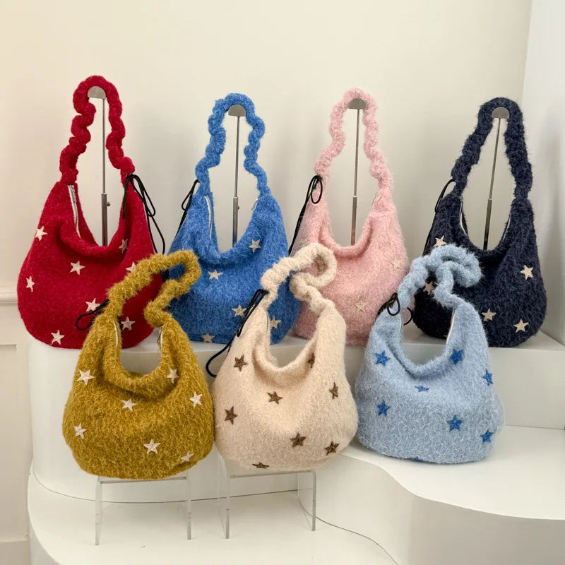 Women's Plush Star Crossbody Bag – Large Capacity Shoulder Bag