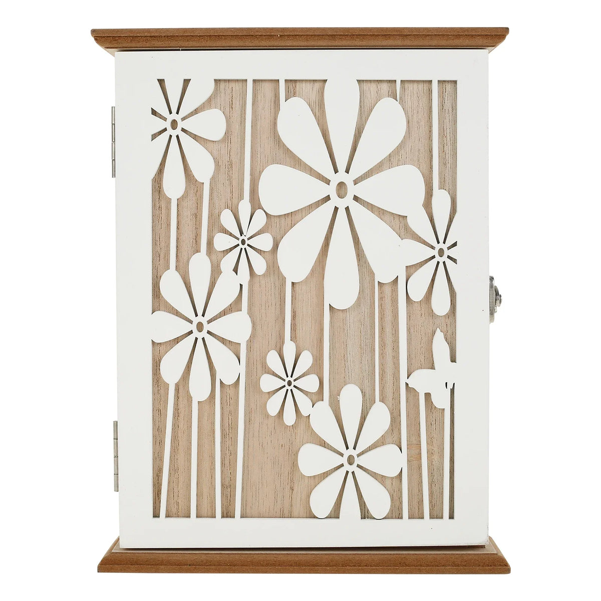 Wooden Wall Key Holder Box – 6 Hooks Farmhouse Entryway Organizer