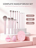 16Pc Makeup Brush Set – Soft Synthetic Hair, Sponge & Puff