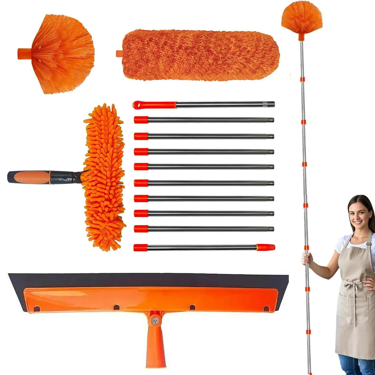 2-in-1 Telescopic Ceiling Duster & Window Cleaning Brush Kit