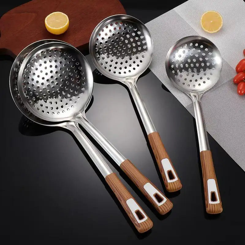 Stainless Steel Colander Spoon – Oval Oil Skimmer & Mesh Sifter