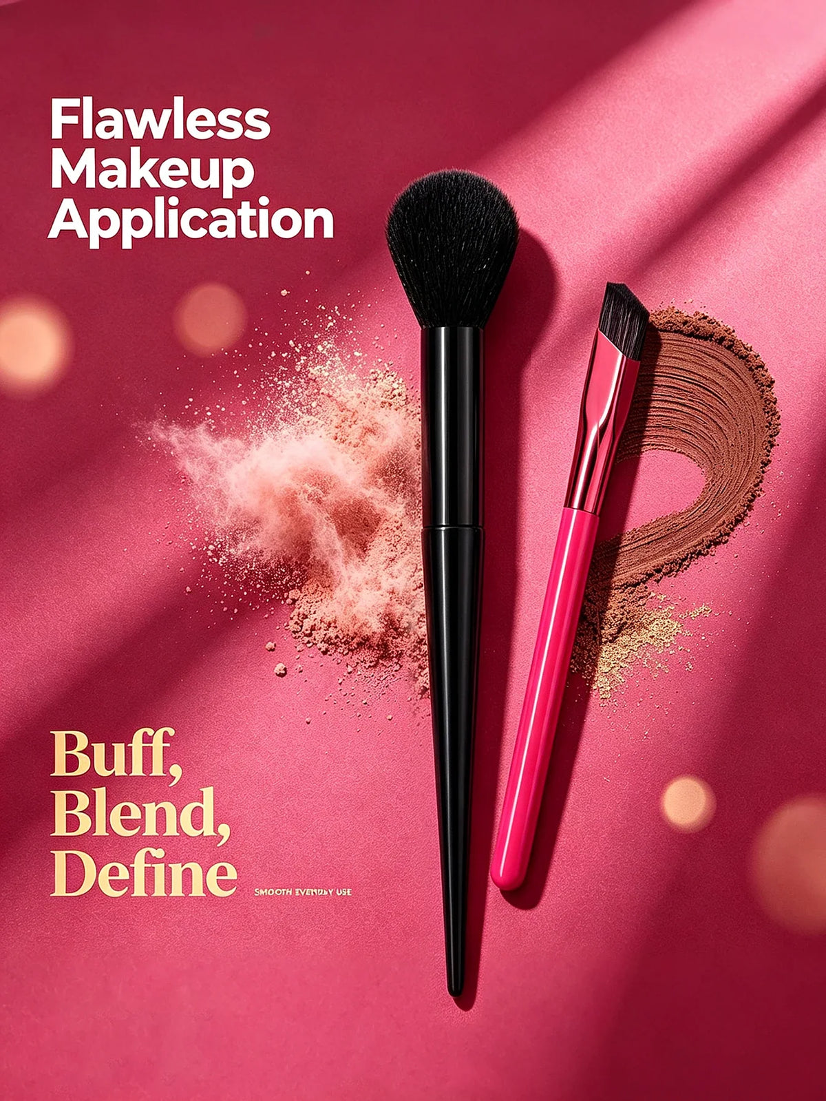 2Pcs Makeup Brush Set – Fluffy Blush & Angled Brow Brush