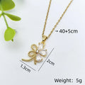 Floral Copper Pendant Necklace | Gold Zircon Collarbone Chain