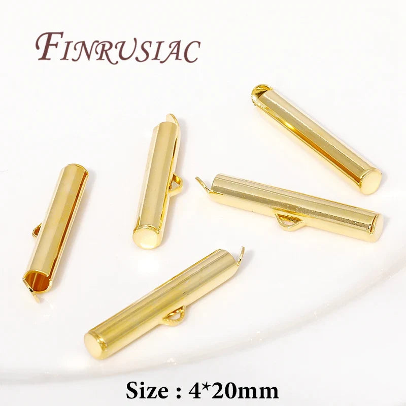 18K Gold Plated Crimp End Beads Slide Clasp Connectors DIY
