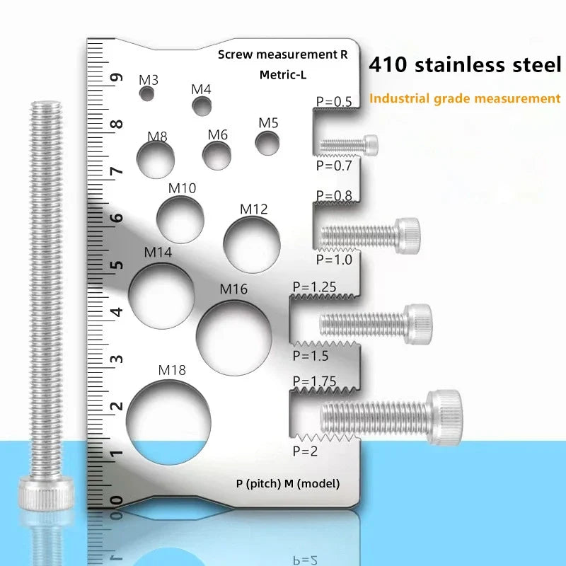 Stainless Steel Thread Pitch Gauge for Screws Bolts & Nuts