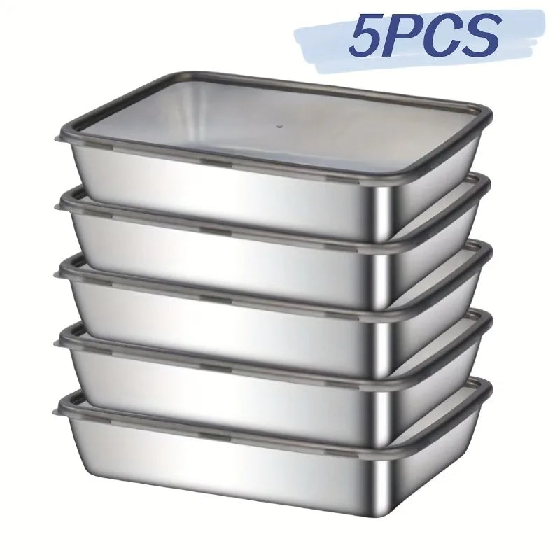 Stainless Steel Food Containers with Lids – Stackable Meal Prep Set