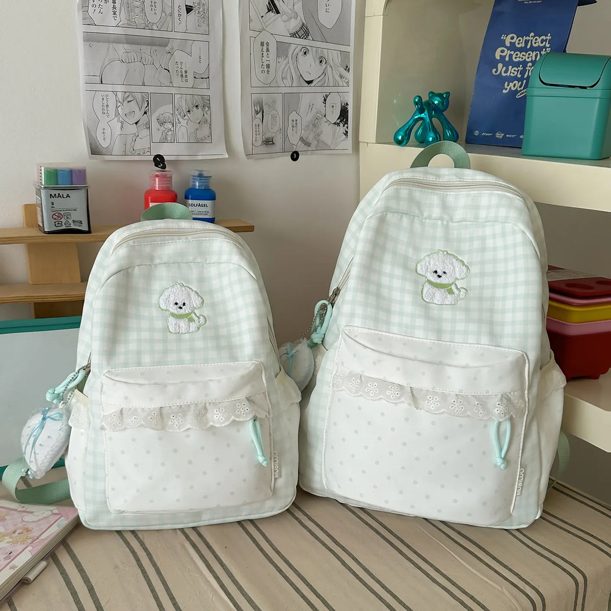 Cute Plaid Polka Dot Backpack – Large Capacity Lightweight