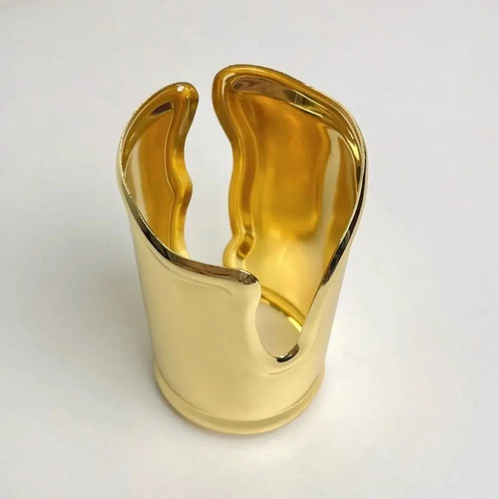 Wide Open Irregular Bangle Bracelet | Metallic Statement Jewelry