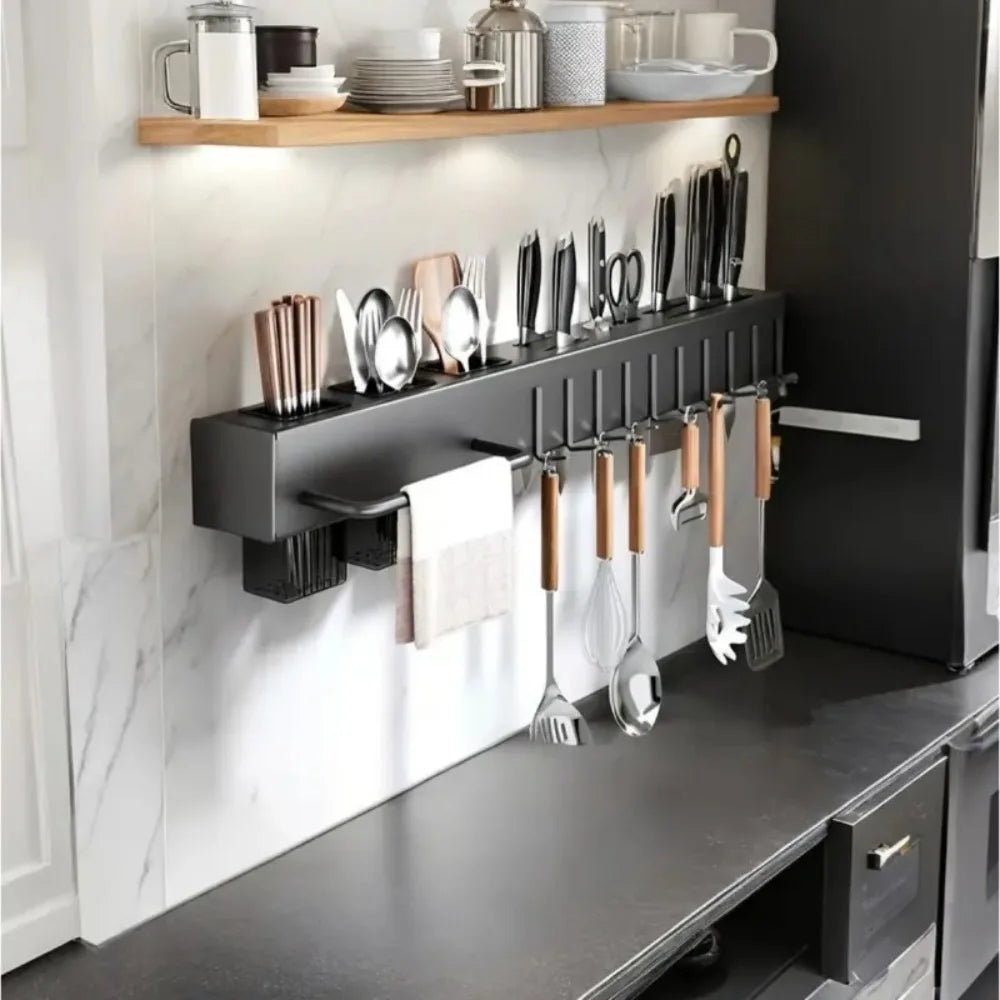 Wall Mount Knife Holder & Cutting Board Organizer Rack