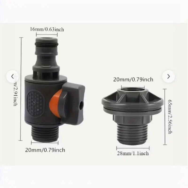 1/2-Inch PVC Tank Connector with On/Off Irrigation Valve
