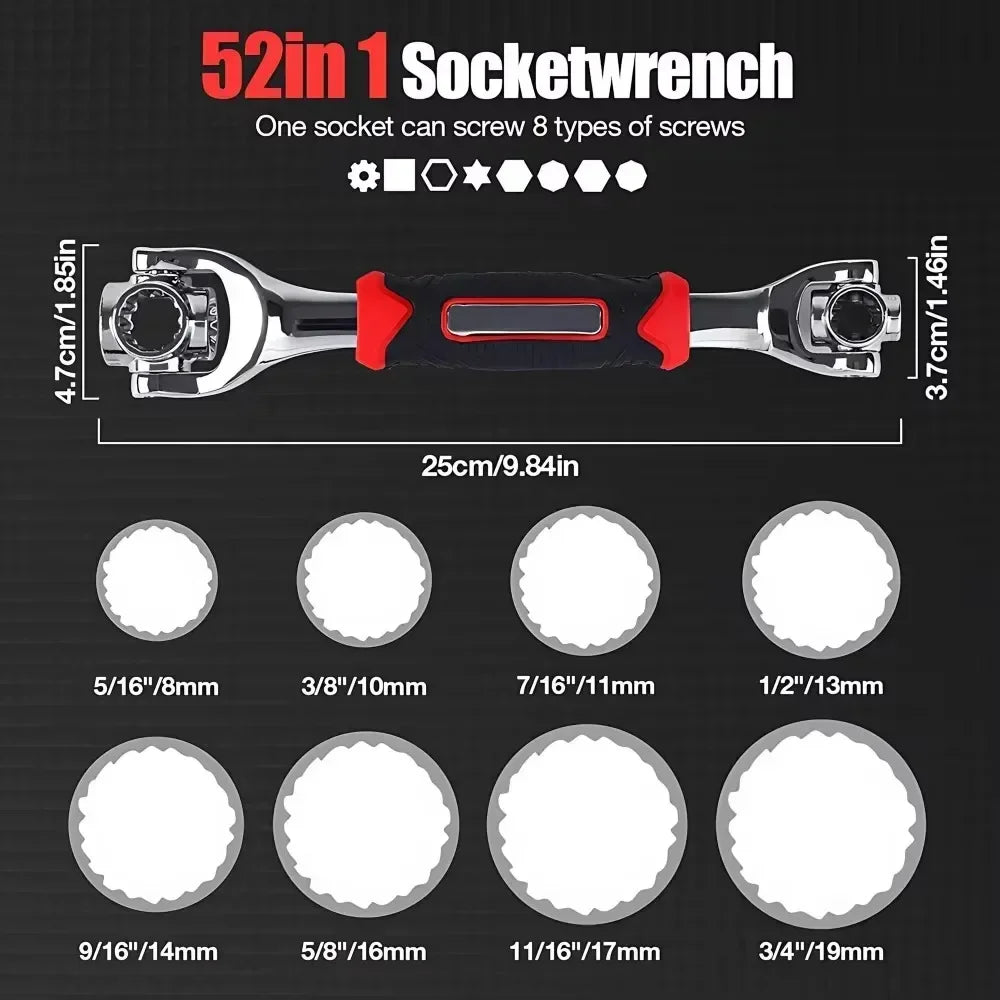 STONEGO 52-in-1 Universal Socket Wrench Set | 360° Ratchet