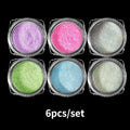 6-Color Glow Nail Glitter Powder Set – Sparkling DIY Manicure