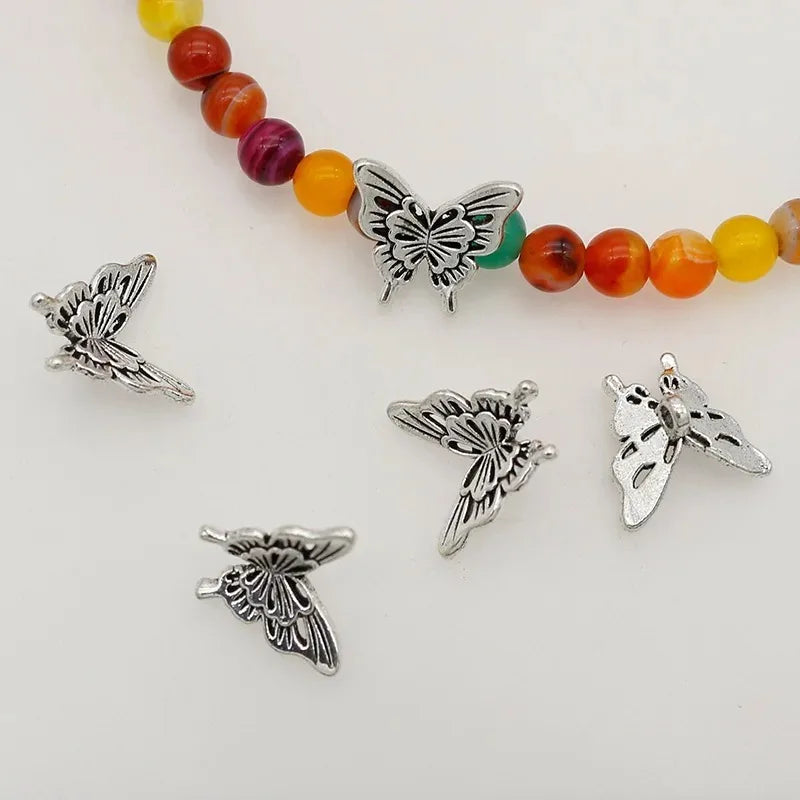 20Pcs Antique Silver Butterfly Charms for DIY Jewelry Making