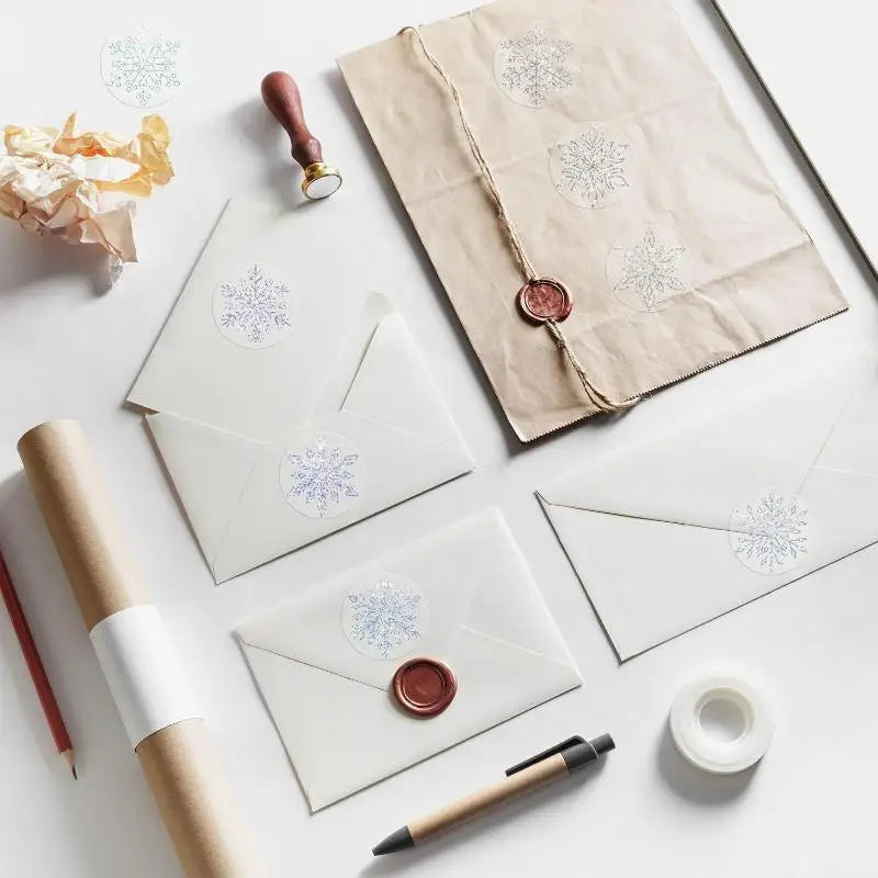 Ice Crystal Christmas Stickers 500 Sheets – Xmas Gift Tags Roll