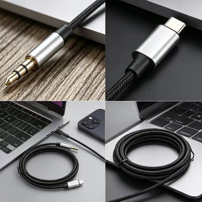USB-C to 3.5mm TRRS AUX Audio Cable – iPhone 15 & Samsung