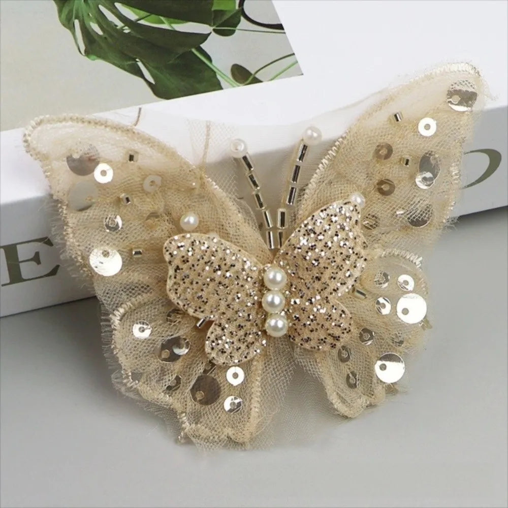 Sequin Butterfly Applique Gold DIY Clothes Embellishment Patch