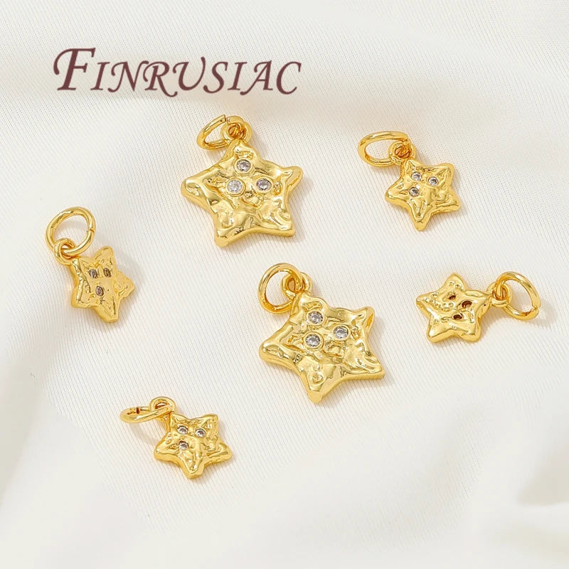 18K Gold Plated Star Charms for DIY Earrings & Necklace Pendants