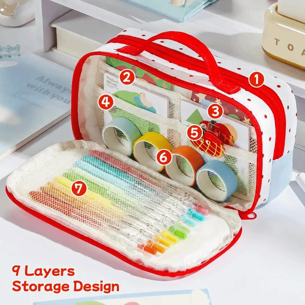 Kawaii Large Capacity Pencil Case 9-Layer Divided Pouch