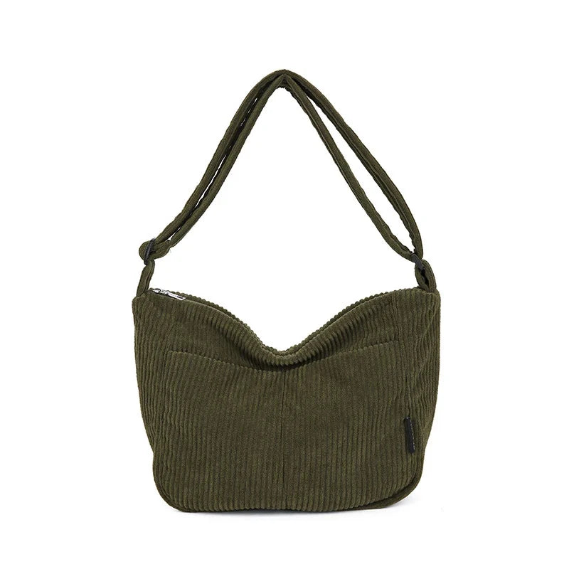 Japanese Corduroy Tote Bag – Large Shoulder & Crossbody Handbag
