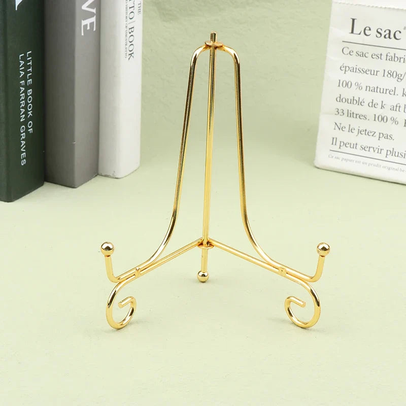 Gold Iron Display Stand Easel for Photos, Plates & Books