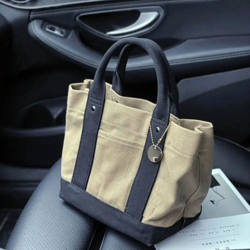 Women's Large Canvas Tote Bag – Multi-Compartment Travel Bag