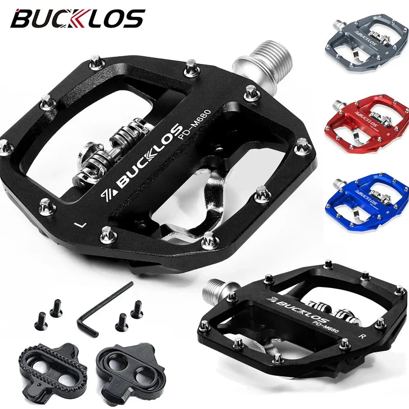 BUCKLOS SPD Dual-Function MTB Pedals – Clipless & Flat