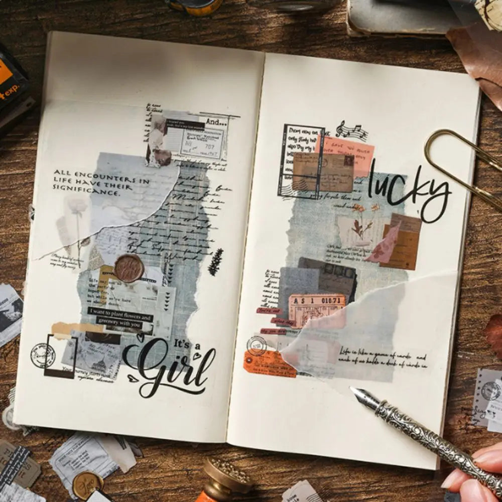 Vintage Landscape Sticker Book – 20 Sheets Retro Collage Pack