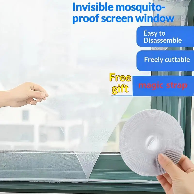 Cuttable Invisible Mosquito Window Screen | No-Drill Fly Mesh