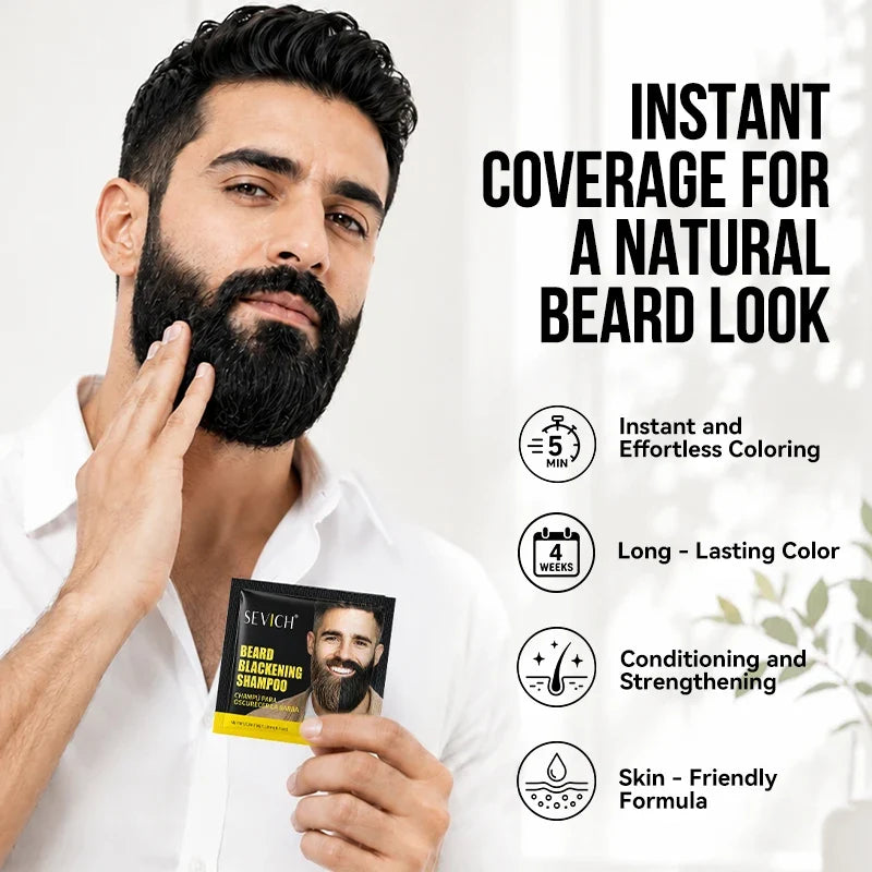 Sevich Black Beard Dye Shampoo – 5-Min Color for Men