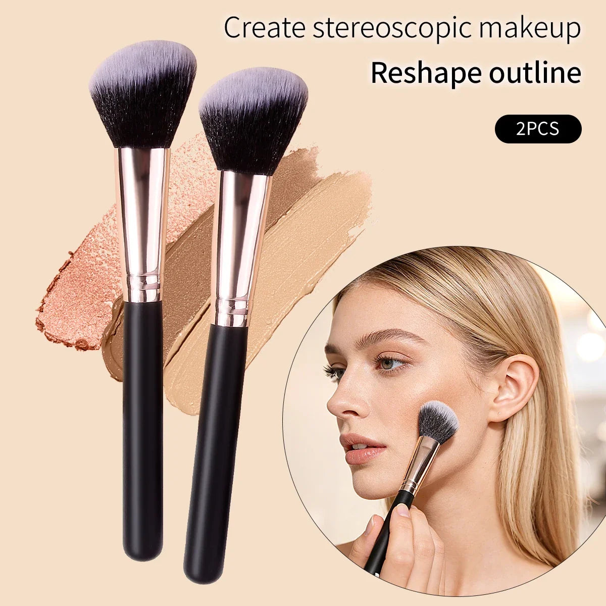 2pcs Sickle Contour Brush Set – Soft Blush & Face Shadow Brushes