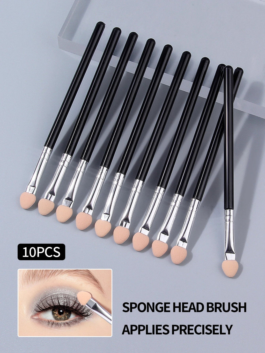 10Pcs Dual-Color Sponge Eyeshadow Brushes & Nail Smudge Sticks