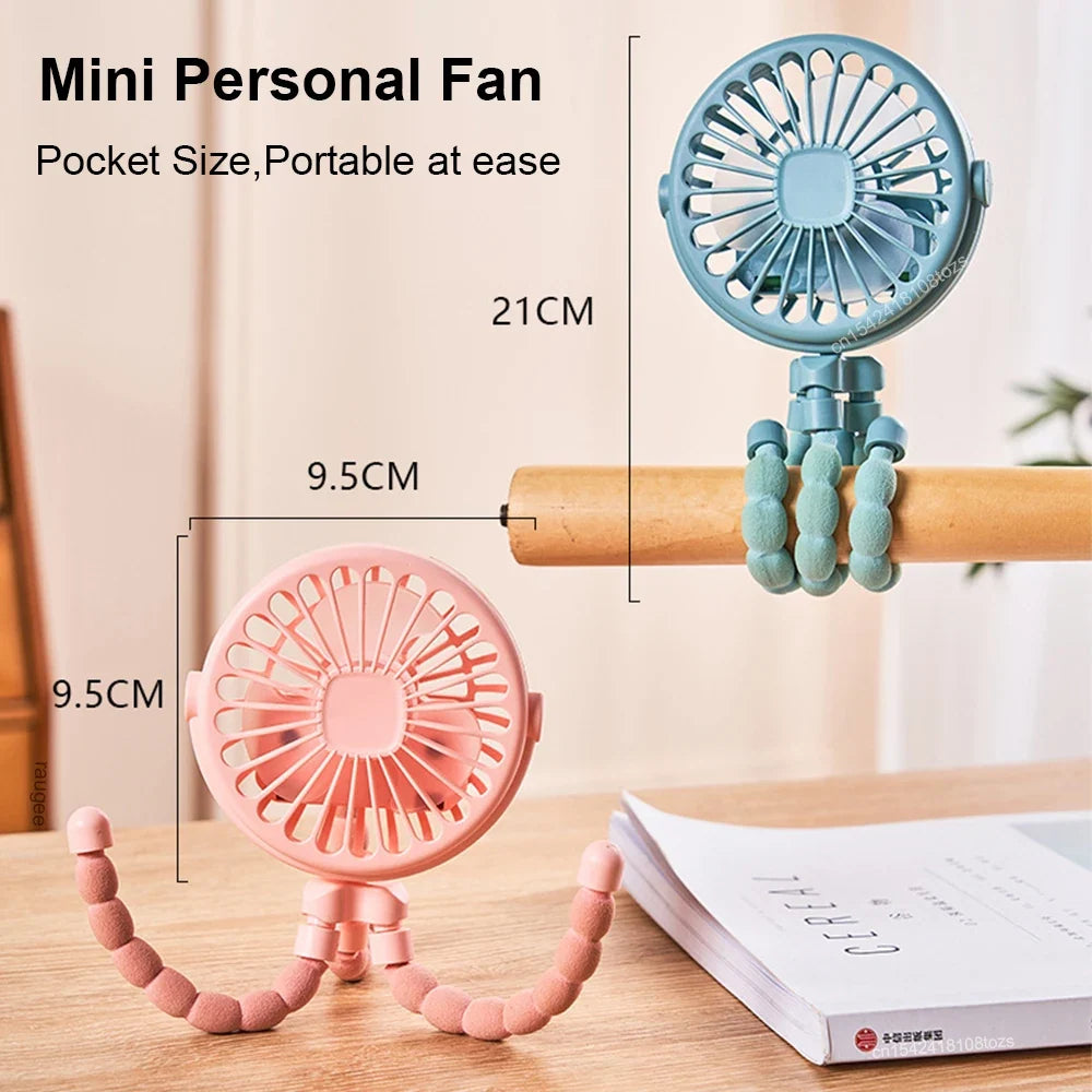 Raugee Portable Clip Fan – 360° USB Rechargeable Mini Fan