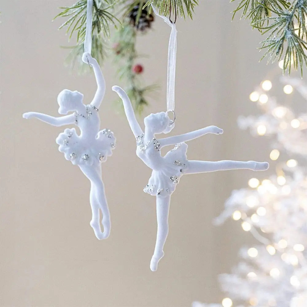 White Christmas Ornaments – Flocking Deer, Wreath & Snowflake