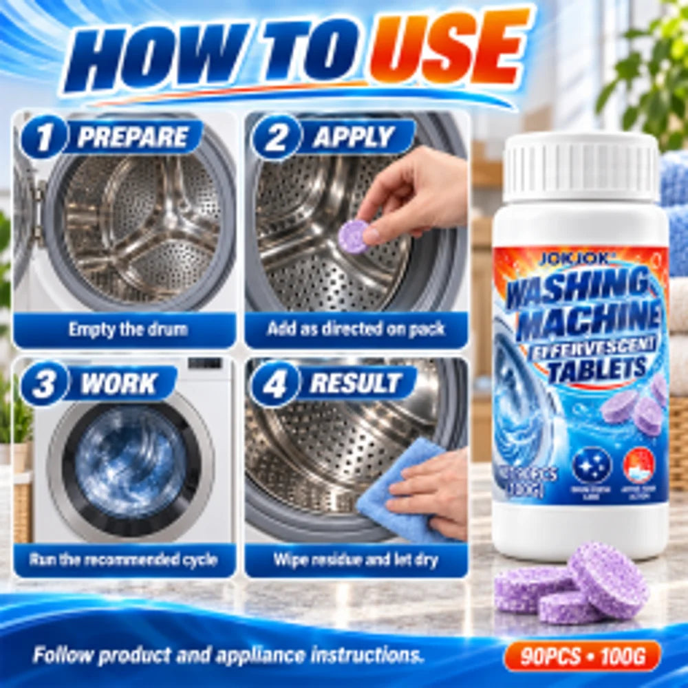 90PCS Washing Machine Cleaning Tablets – All Models | JOKJOK