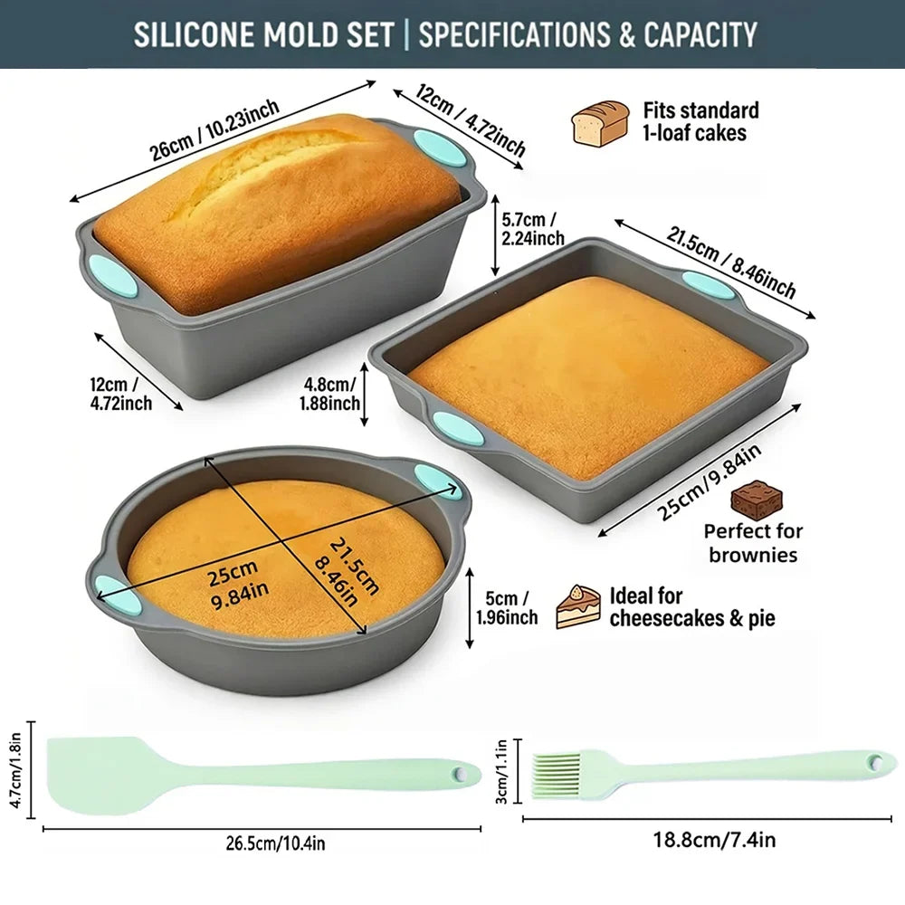 5-Piece Silicone Bakeware Set – Non-Stick Cake & Bread Molds