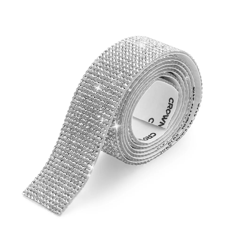 Self-Adhesive Rhinestone Trim Tape – 1 Yard Crystal Ribbon