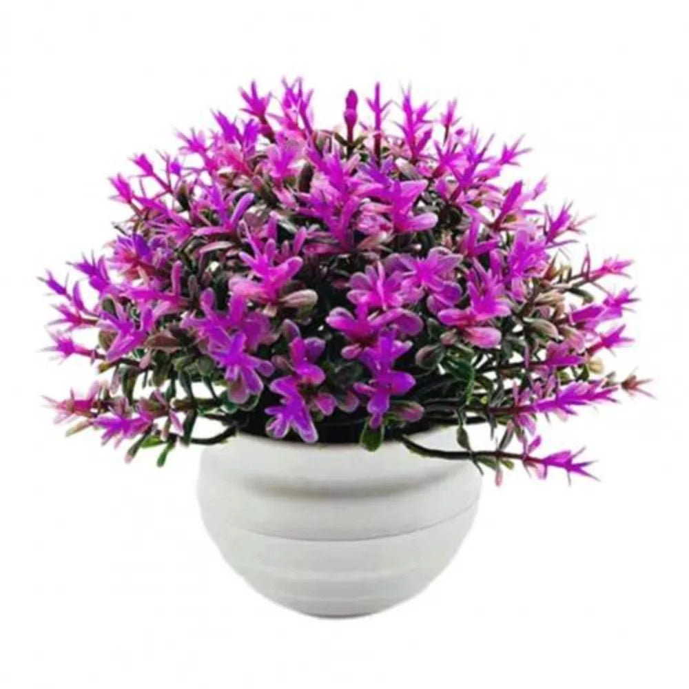 Pink Artificial Potted Flower – Plastic Bonsai Indoor Décor